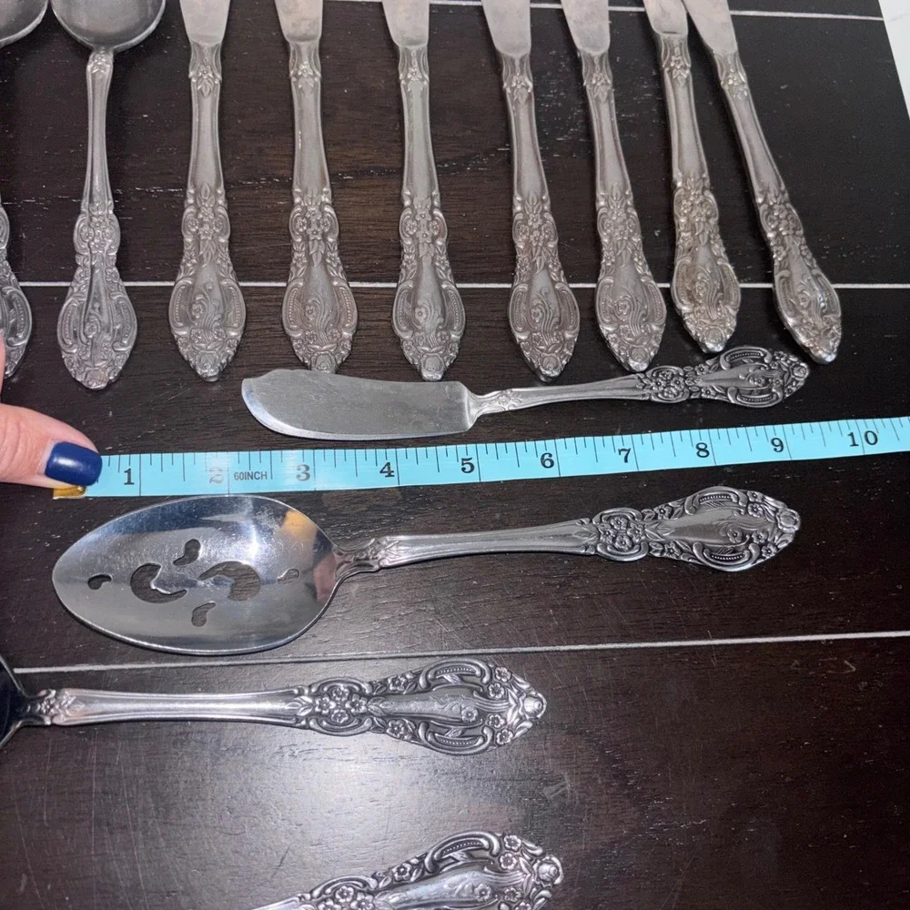 Vintage | Springtime | Stainless Japan‎ Ornate Floral Serving and Flatware Set